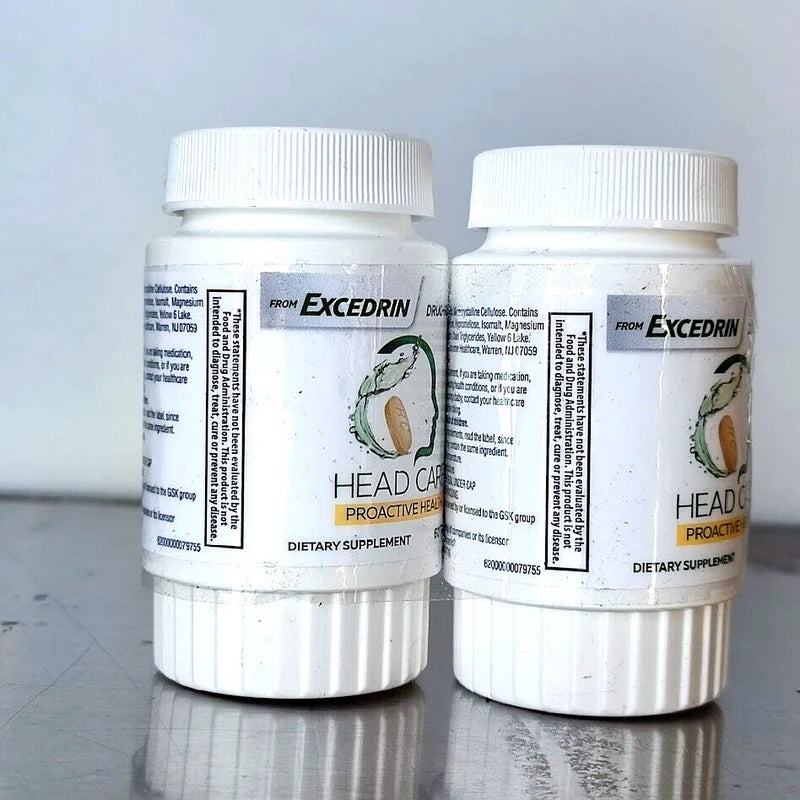 Excedrin 2pk Excedrin Head Care Dietary Supplement Proactive Drug-Free 60 Tabs EXP 12/24