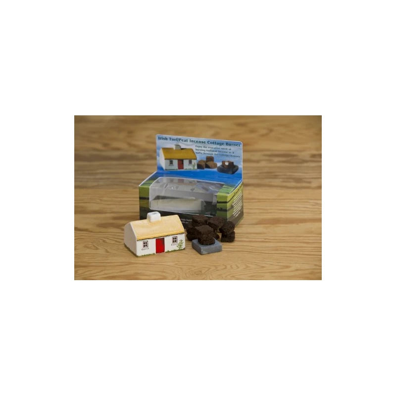 Irish Turf Peat Incense Complete Cottage Set with Real Peat Fire