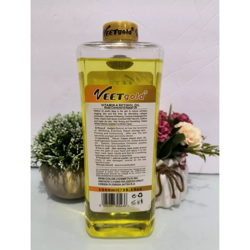 veet gold Retinol Face body corrector oil 1000ml Vitamin A Anti Aging & Wrinkle