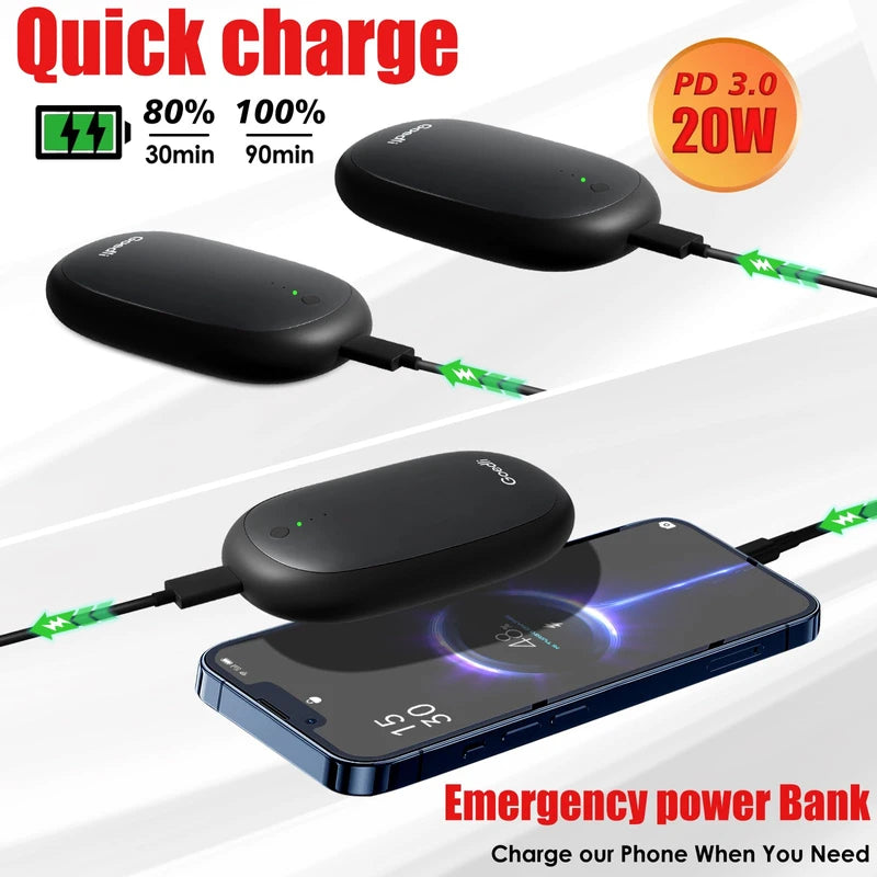 Hand Warmers Rechargeable, Electric Rechargeable Hand Warmer for Christmas Golf Hunting Camping Accessories