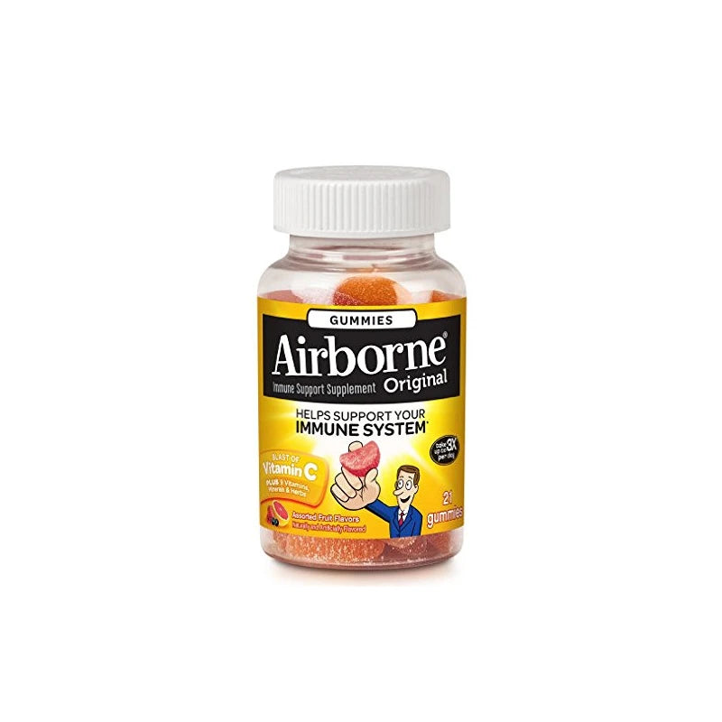 Airborne Assorted Fruit Flavored Gummies, 21 count - 1000mg of Vitamin C and Minerals & Herbs Immune Support (Pack of 6)