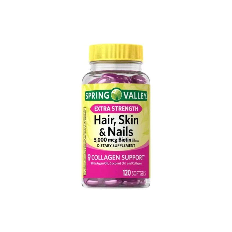 Spring Valley Extra Strength Hair, Skin & Nails Dietry Supplement 120ct 5000 mcg