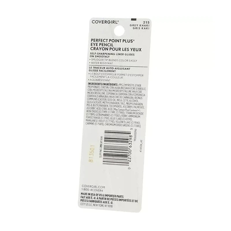 Covergirl Perfect Point Plus Eye Pencil 215 Grey Khaki Eyeliner w/ Smudger RARE