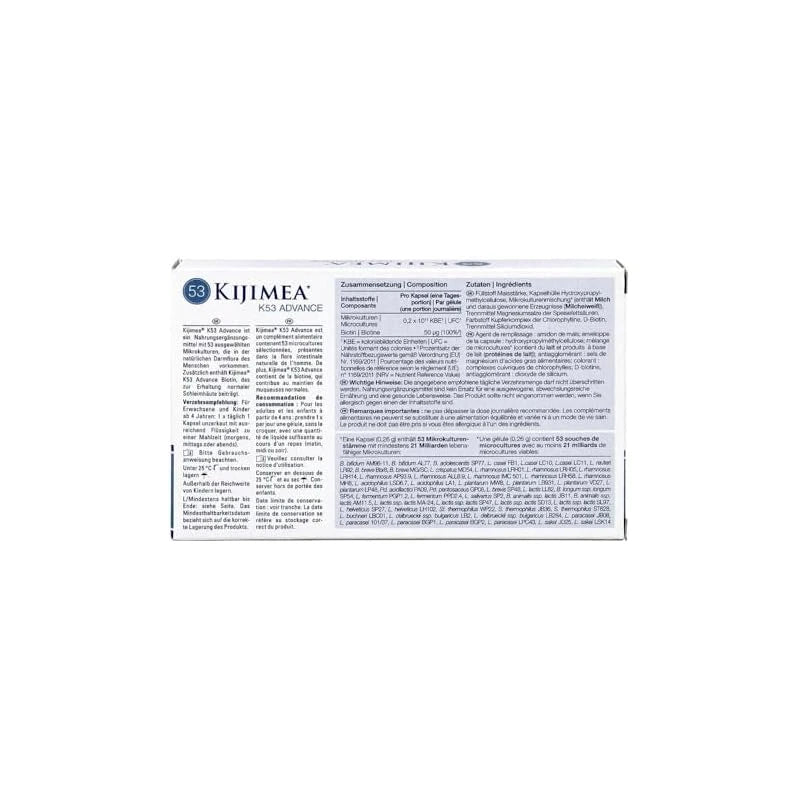 Kijimea® K53 Advance - Gut Bacteria Capsules High Dose | 53 Selected Microculture Strains from the Intestinal Flora | with Biotin | >500 Billion CFU per Pack | Lactose Free | Gluten Free - 28 Capsules