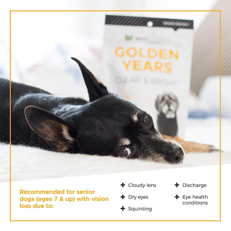 VETRISCIENCE Golden Years Clear and Bright Vision Support for Senior Dogs, Chicken Flavor, 60 Chews - Supports Cloudy and Teary Eyes and Ocular Blood Flow