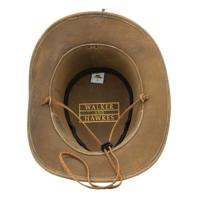 WALKER AND HAWKES - Outdoor Cowhide Leather Hat - Vintage Look, light brown