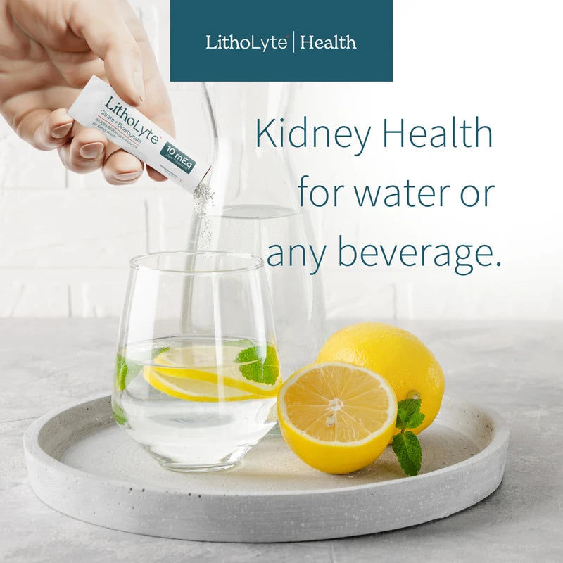 LithoLyte Kidney Health | Water & Beverage Enhancer 10 mEq, Developed by Urologists, 2 Pack (120 Sticks)