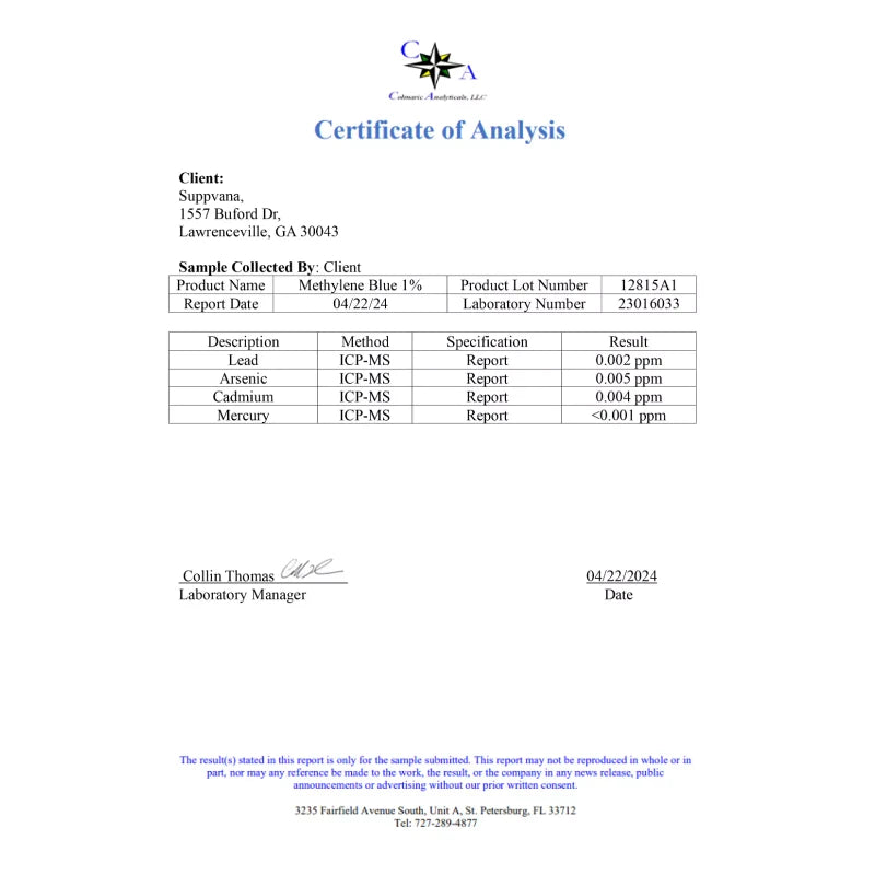 LIV Methylene Blue USP Pharmaceutical Grade 1% | 600mg • 2oz - 60mL