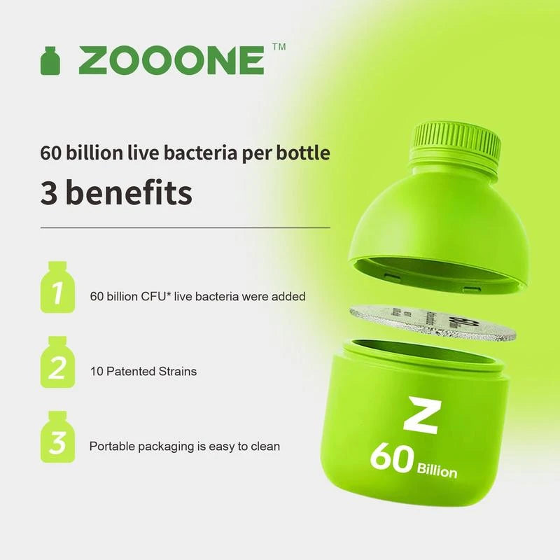 Zooone Probiotics 60 Billion CFU - 30 Bottles x 0.7oz - Edible, Fitness