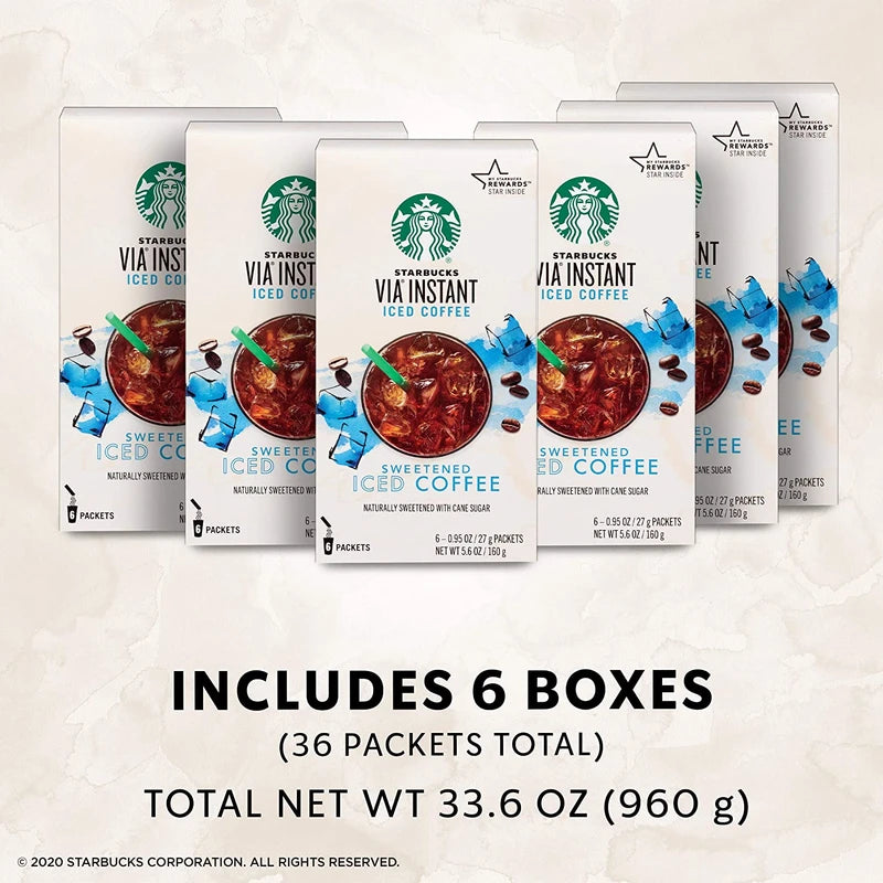 Starbucks VIA Instant Coffee, Sweetened Iced Coffee, 36 Count