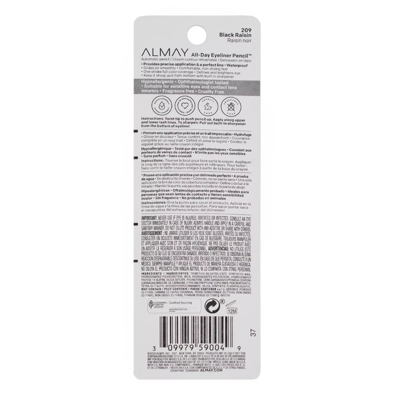 3 Pack Almay Intense i-Color Eyeliner, Black Raisin 209, 0.01 oz