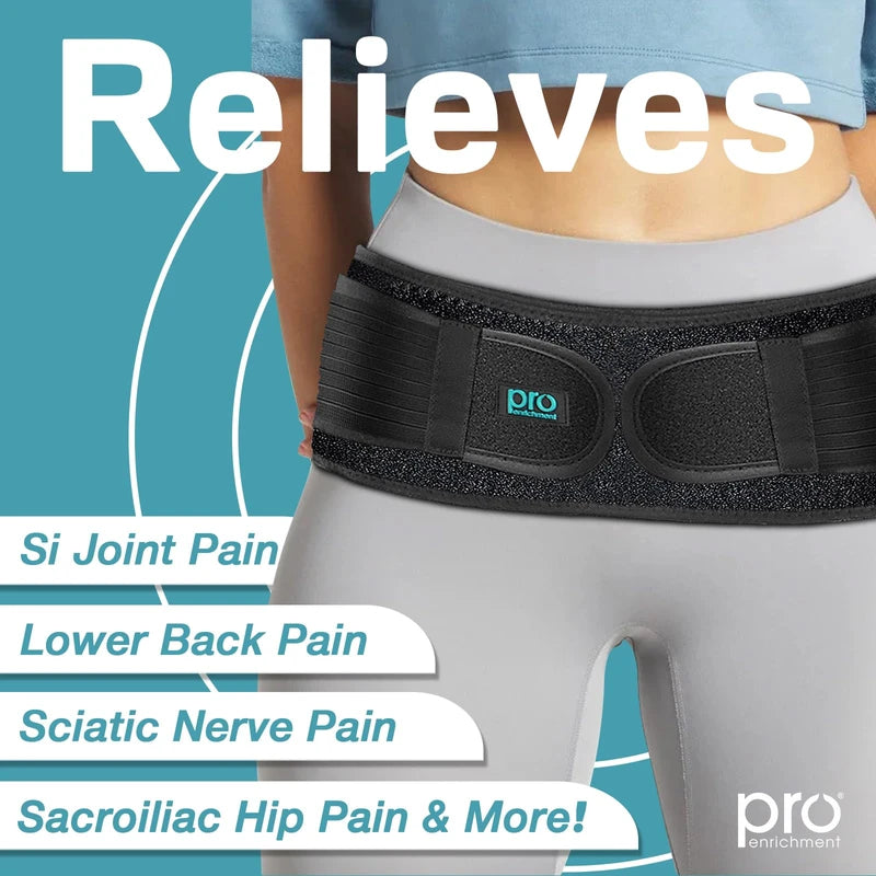 Pro Enrichment Sacroiliac Patented SI Belt – Sciatica Nerve Pain Relief, Gold Standard for Supporting Pelvis, Back, and Lower Back Pain (XL-XXL)