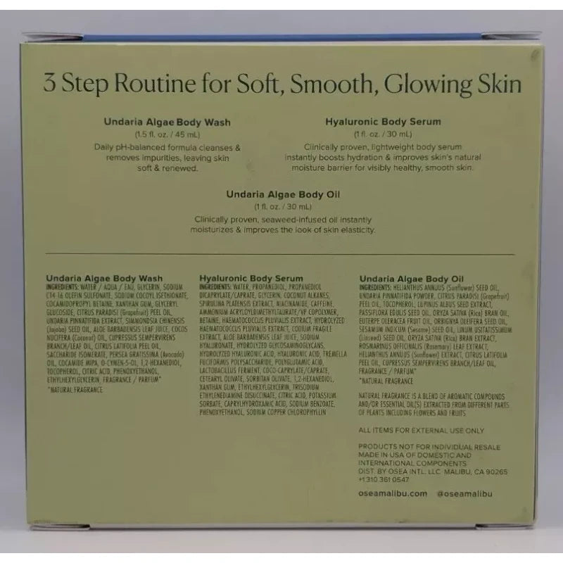 OSEA Body Bliss Trio Gift Set - Body Wash 1.5 oz - Body Serum & Oil 1.0 oz each