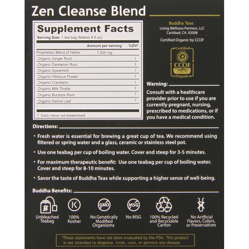 Buddha Teas Zen Cleanse Blend, 18 Count (Pack of 6)