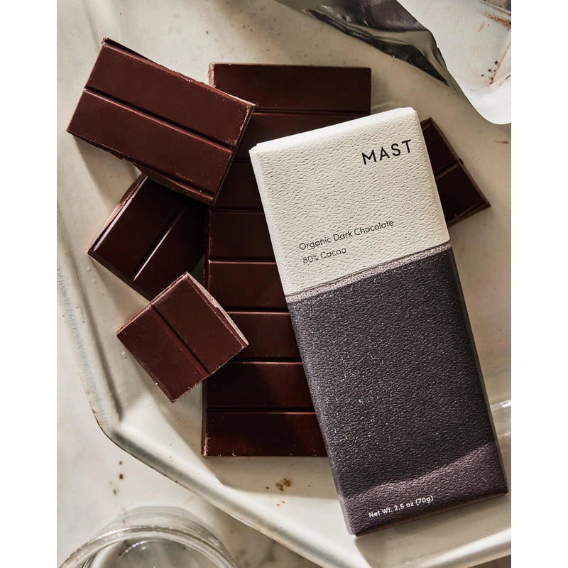 Mast Chocolate Bars | 6 pack | Organic, Kosher | Classic 2.5oz each (6 Bars, Organic Dark Chocolate 80% Cacao)