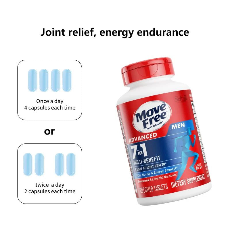 【 Joint Health】Move Free joint health 7-in-1 Glucosamine Chondroitin Plus Calcium Complex Vitamin Customized for Men with B-Vitamins + Multi-Glucosamine 120 Pills - Specification: Men's Glucosamine+Men's Glucosamine