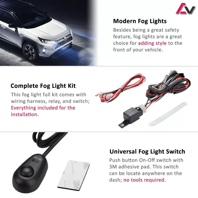 advan_version 2019-2025 For Toyota RAV 4 Clear Pair Fog Lights Bumper Lamps w/Harness Wiring