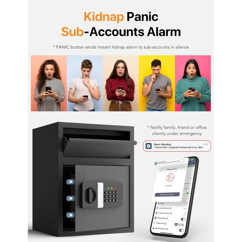FORFEND Smart Home Safe | WiFi Safe Box App Lock/Alarm | Voice Command, Kidnap Alarm, Tamper Detect, Frozen Mode, Sub Account| Digital Safe Anti Theft