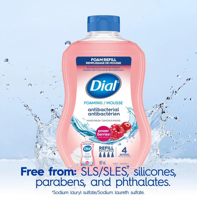 Dial Antibacterial Foaming Hand Wash Refill, Power Berries, 887ml