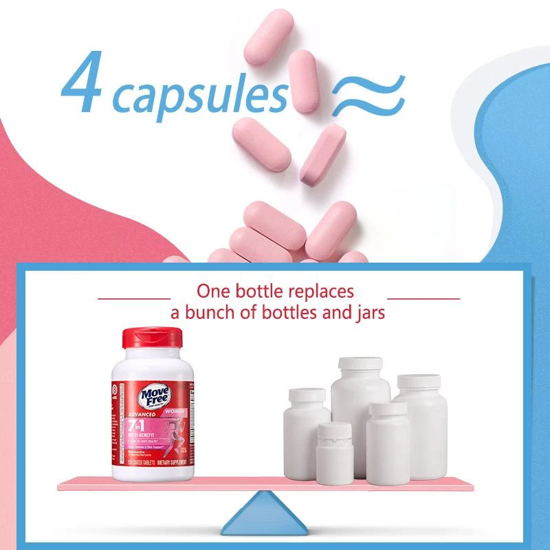 Move Free joint health 7-in-1 Glucosamine Chondroitin Plus Calcium Complex Vitamin Supplements for Women Multi-Vitamins + Multi-Glucosamine 120 Pills - Specification: Women's Glucosamine+Women's Glucosamine