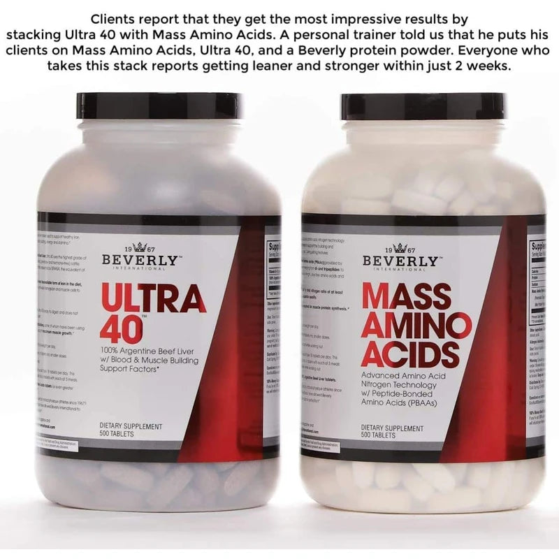 Beverly International Ultra 40 Grass Fed Desiccated Beef Liver, 500 Tab. Golden-era Secret for Boosting Muscle Growth, Stamina and Performance Naturally. Break through those sticking points-Endurance!