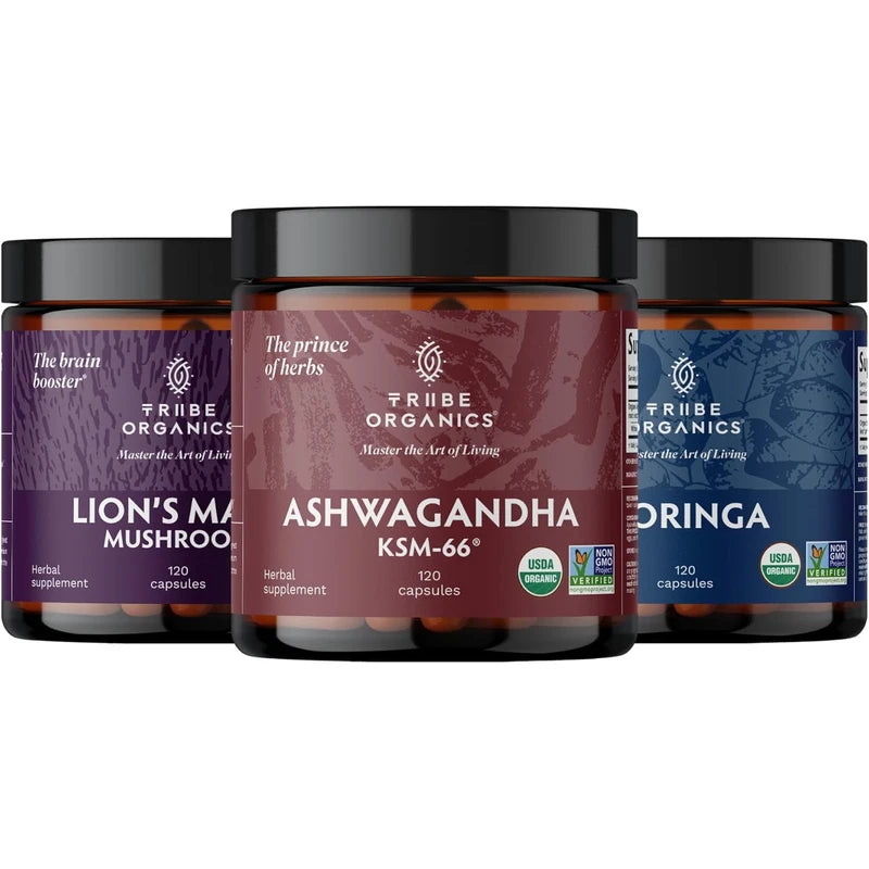 Warrior Trio - KSM-66 Ashwagandha - Moringa - Lions Mane