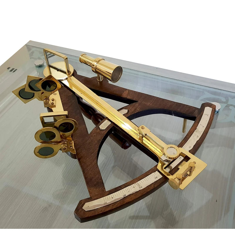 Vintage Wooden Marine Octant Reflecting Instrument Measuring Reflecting Quadrant Ship Sailor Navigation Tool Marine Sextant