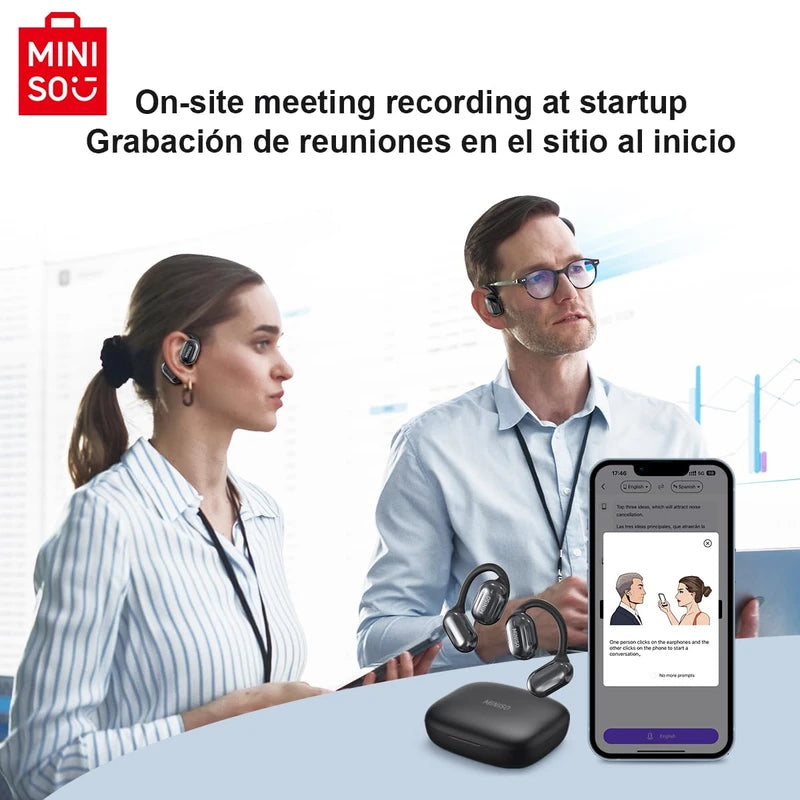 MINISO MS162 Translation Earbuds Real Time OWS Open Ear AI Translator Earbuds Wireless Bluetooth Earphones Support 135 Languages Translator Earbuds Bluetooth Translation for iOS & Android