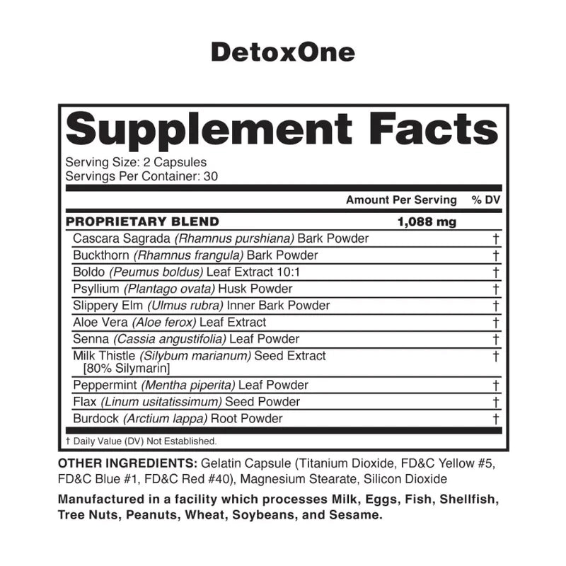 NUTRAONE NUTRITION DETOX ONE Weight Management Bloating Digestion 60 Capsules