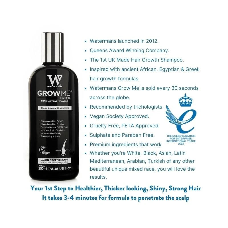 Grow Me Shampoo - Thicker - Stronger Growth - Longer looking hair - Premium haircare - Upgrade to Watermans