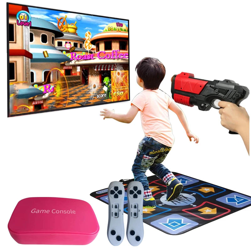 Damcoola Retro TV Game Console for Kids,Kids TV Games with Dance Mat,with 21 AR Gun Shooting Game, 200+ Dance mat Songs,900+ Games, Plug and Play,Giftware for Boys & Girls