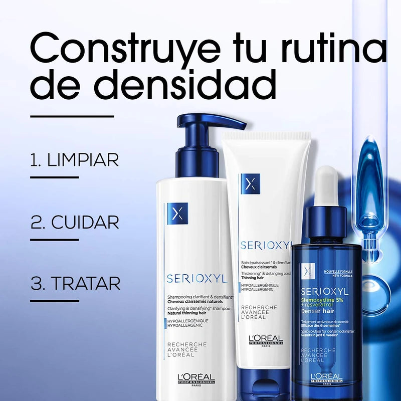L'Oreal Professionnel Serioxyl, Denser Hair Serum,For Men and Women with Thinning Hair or Hair Loss, Daily Scalp Treatment, 90 ml