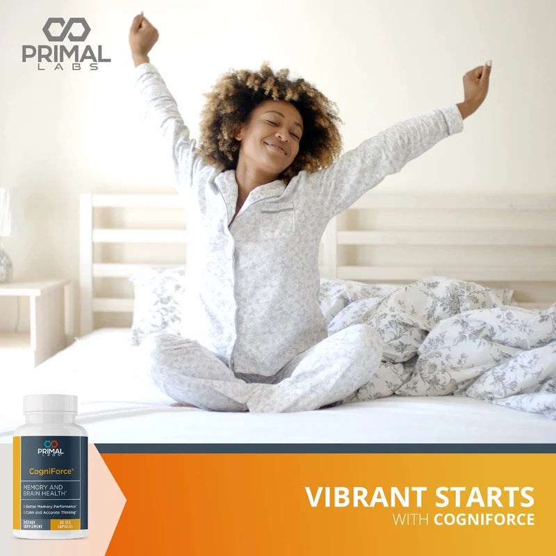 Primal Health CogniForce - Memory & Brain Health - Acetyl L-Carnitine Formula - Better Cognitive Performance - Clarity + Focus + Better Recall + Calm Thinking - Dietary Supplement - 60 Capsules