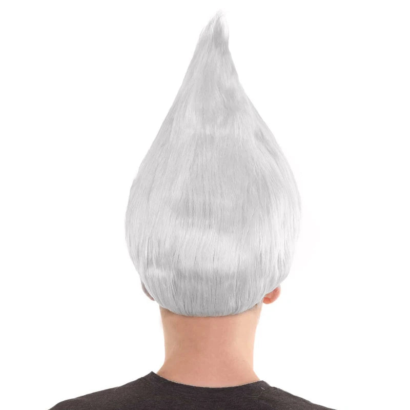 Adult Unisex White Color Straight Cosplay Halloween Troll Wig, Synthetic Soft Fiber Hair, Perfect for your next Festival and Group Anime Party! One Size
