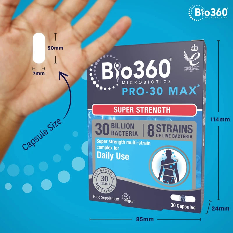 Bio360 Pro-30 MAX (30 Billion Bacteria)|from Natures Aid | 30 Capsules