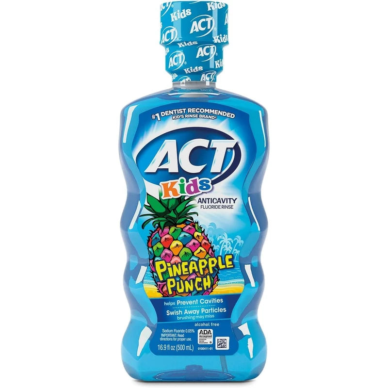 Aact Kids Anticavity Mouthwash Variety Pack, Watermelon, Pineapple, Bubble Gum (50.70 FL Oz (Pack of 3)) | Generic
