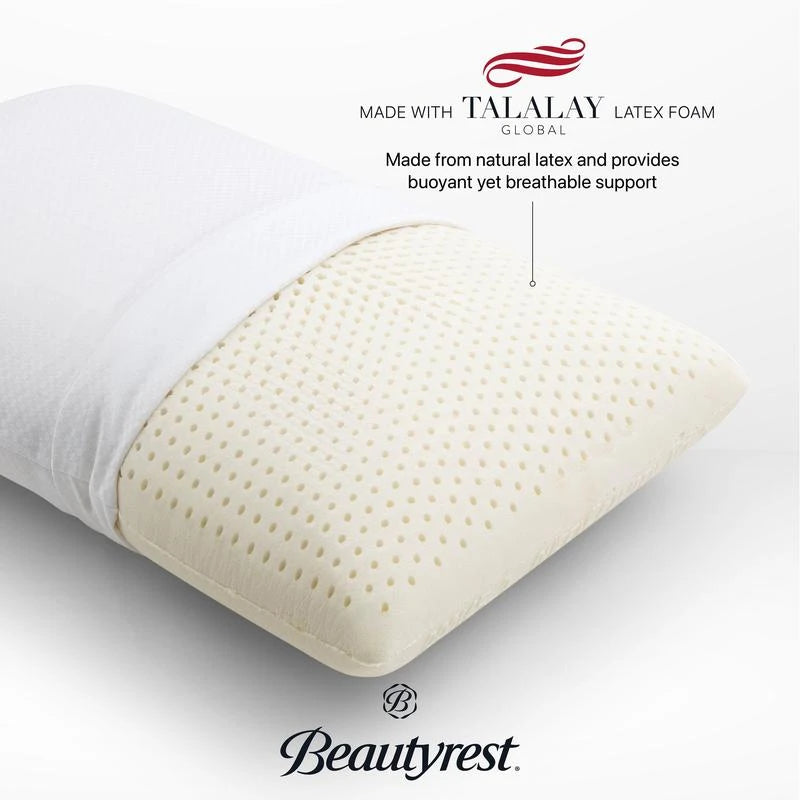Beautyrest Latex Foam Bed Pillow with Removable Cotton Cover, King - Color: standard
