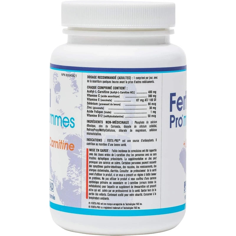 Fertil Pro Men Acetyl-L-Carnitine Natural Health Supplement (90 Pills 3 Month Supply)