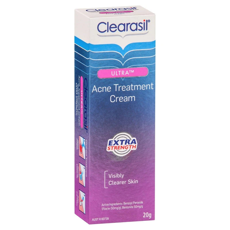 Clearasil Ultra Acne Treatment Extra Strength Face Cream Reduce Pimples, 20g