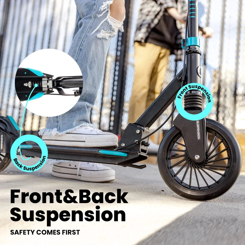 Aero A230 Adult Kick Scooter for Teens 12 or 14 Years and up, Adults Scooters with Disc Brake, Rubber Mat, Double Shock Absorption, ABEC-7 Bearing, Max 250 lbs, Foldable and Height Adjustable