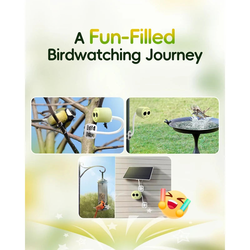 4K HD Bird Feeder with Camera Solar Powered, 2.4G/5G Dual WiFi Wireless, Auto Bird Video Capture, Instant Notifications, 360°Adjustable Bracket & 32GB EMMC, AI Identify 10000+ Species for Bird Lover