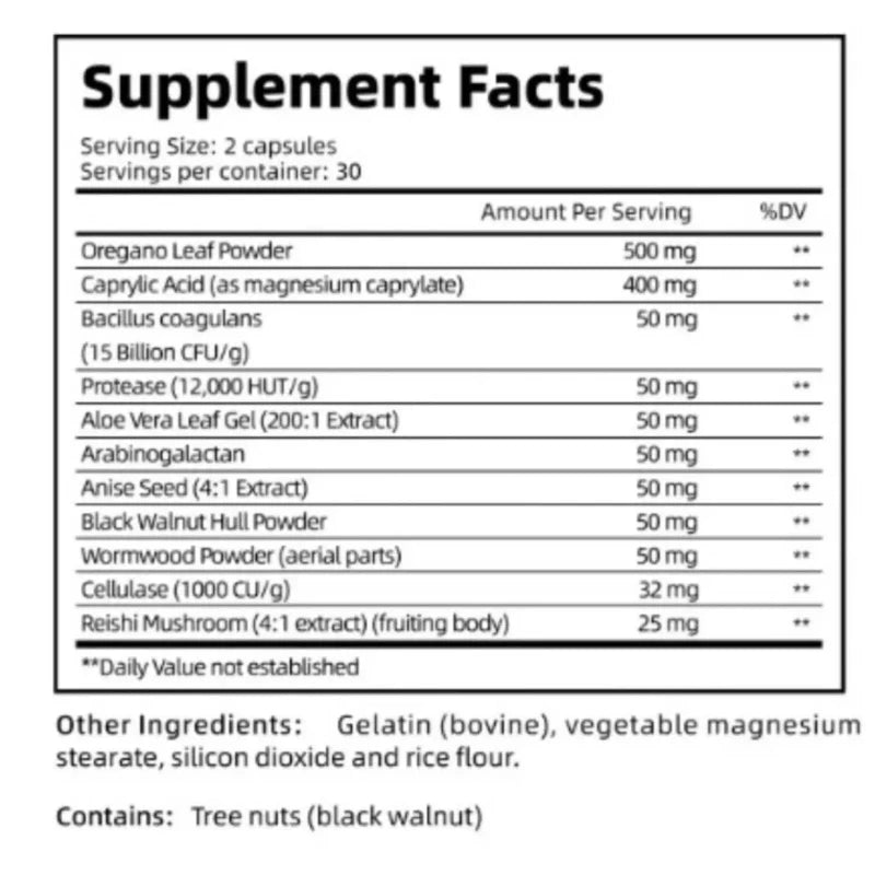 Candida Cleanse 60 Capsule-Detox Natural Herbs Colon Support & Intestinal 100%