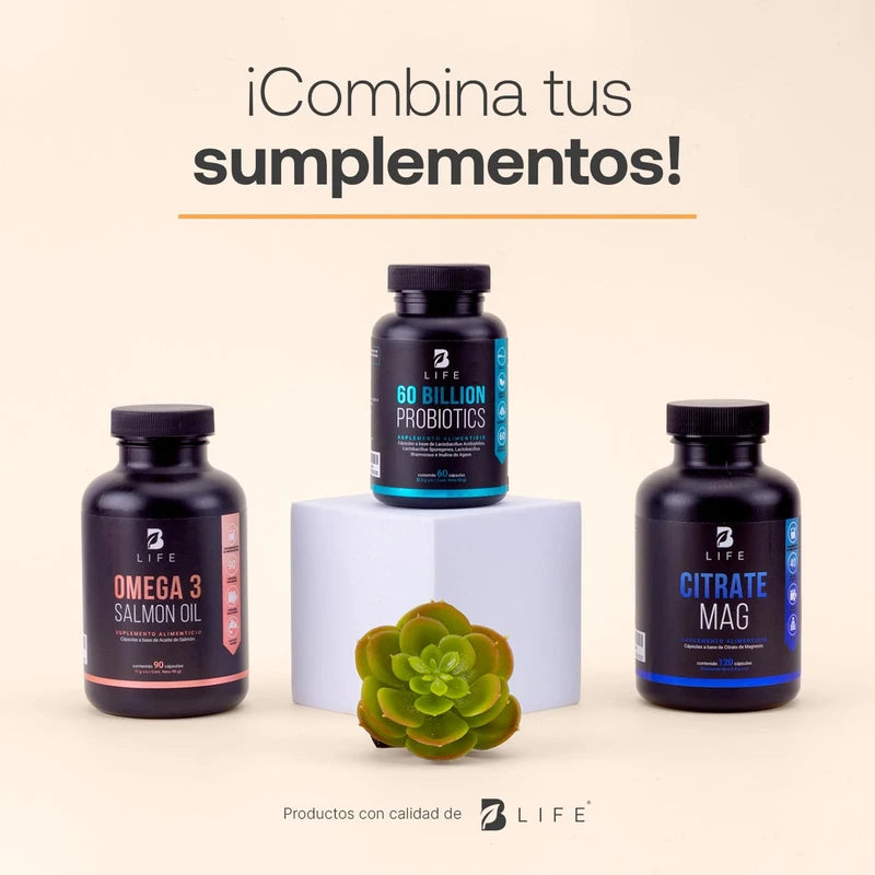 60 Billones de Probióticos 3 diferentes Cepas 60 Cápsulas Veganas. Ingredientes naturales. 60 Billion Probiotics B Life.
