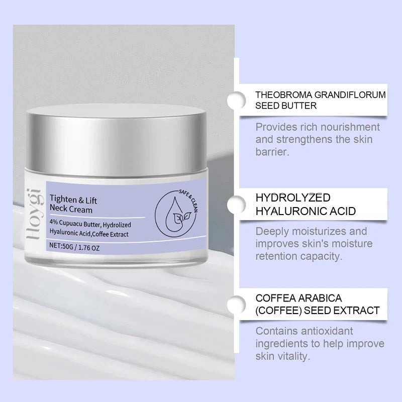 HOYGI Neck Firming Cream, Anti Aging Smooth Tighten Skin Wrinkles Lift and Firm Cream for Sagging Skin and Neck Moisturizing, 1.76 oz