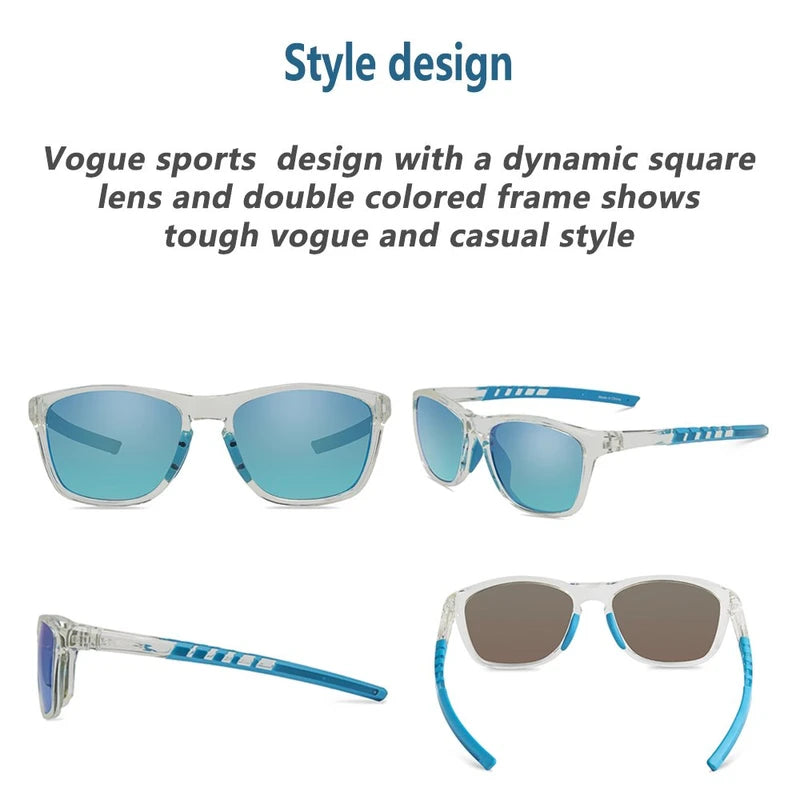 JOJEN Polarized Sports Sunglasses for Women Men Running Golf Fishing Cycling Driving 100% UV Protection Sun Glasses JE001, Transparent Frame Blue Revo Lens, 5.3
