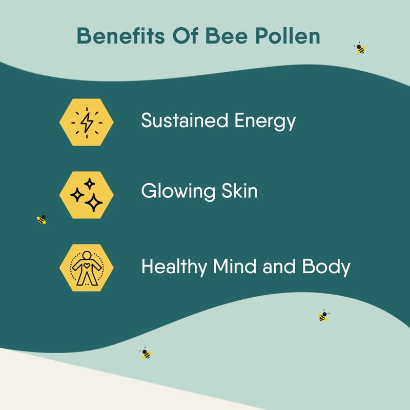 NatureBee Power Pollen 60 x 500mg Caps | Energy, Immune, and Cognitive Support | Potentiated Bee Pollen | Natural & Organic Superfood | 1 Month Supply