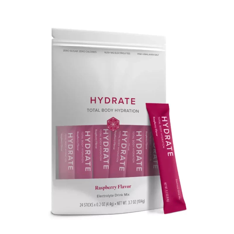 Isagenix New Hydrate Electrolytes Drink Mix 24 Sticks 0.1oz Raspberry Flavor