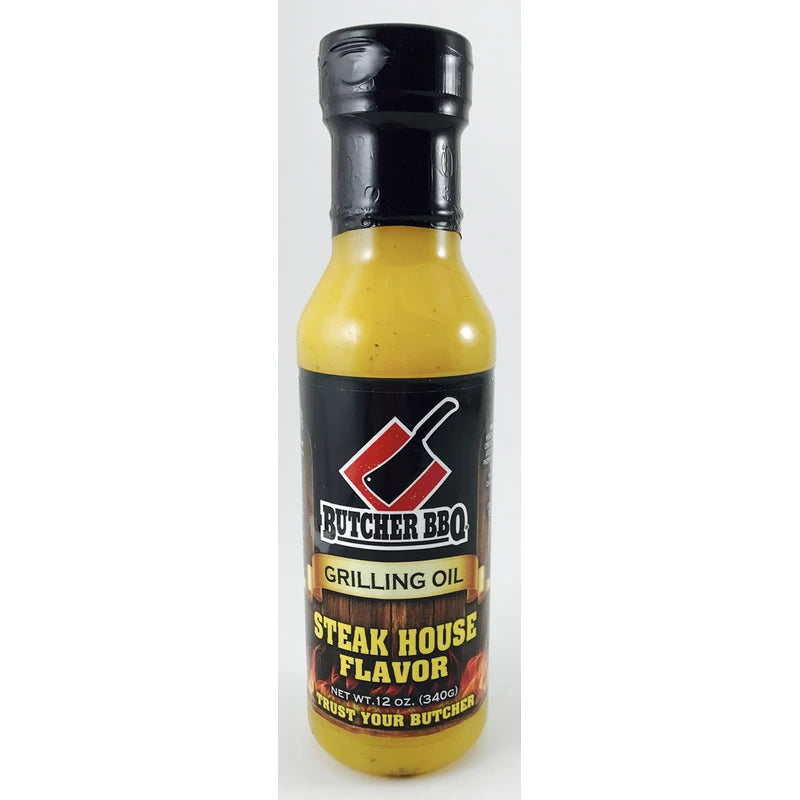 Butcher BBQ Grilling Oil Steak house | 12 Oz | World Championship Winning Formula | Turkey Injector Marinade Flavors | Cooking Oil Grilling Accessories | Smoking Meat Accessories | BBQ Accessories
