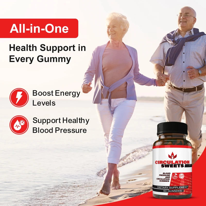 Circulation Sweets Beet Root Gummies - High Blood Pressure Supplements with S7, Beetroot & Pomegranate - Supports Circulation, Energy & Neuropathy Pain Relief - 60 Non-GMO Gummies