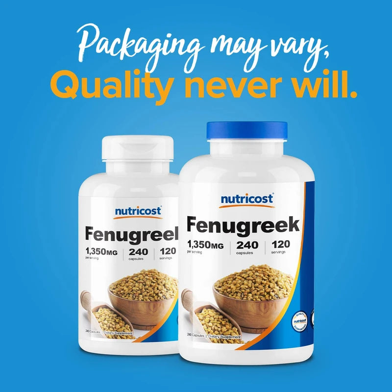 Nutricost Fenugreek Seed 1350mg, 240 Capsules (2 Bottles) - Gluten Free, Non-GMO, 675mg Per Capsule